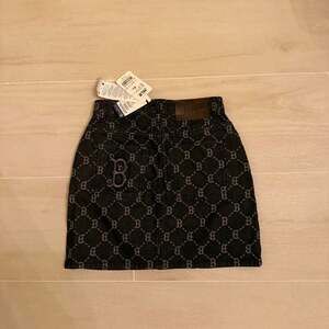 MLB Korea Boston Red Sox Monogram Denim Mini Skirt Black